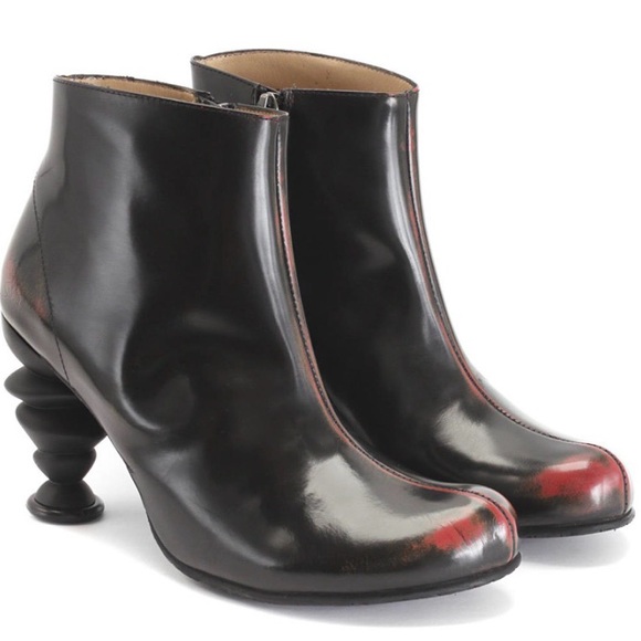 John Fluevog Shoes - John Fluevog Black and Red Ankle Boots